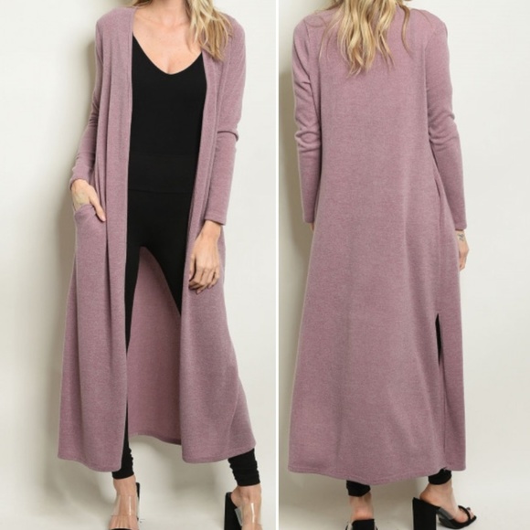 Trend Setter Diva Boutique Sweaters - Last 1! ! LONG MAUVE KNIT DUSTER